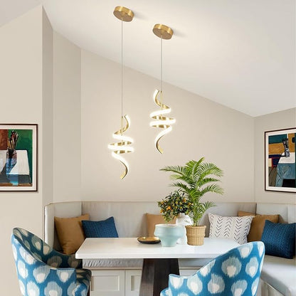 3000-6000K Dimmable Modern Pendant Light,Gold LED Pendant Light for Kitchen Island Fixtures Chandeliers for Dining Room Hanging Lights, 1 Pack