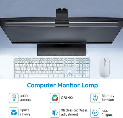 OOWOLF Monitor Light Bar, Ra90 Computer Monitor Lamp for Eye Caring, USB Reading Lamp Task Lamp, Dimmable Light Bar with Memory, No Glare Space Saving Home Office 16.20" 1-Pack