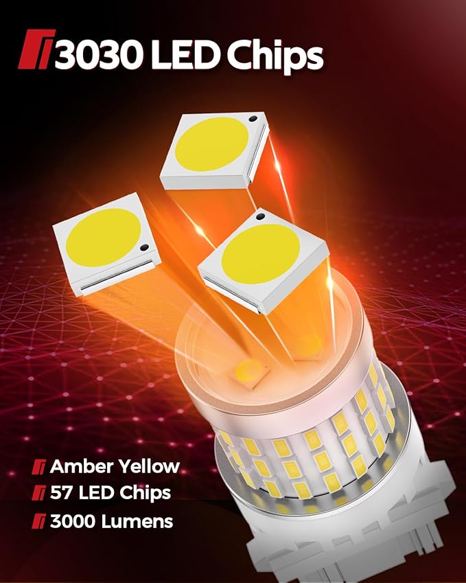 Torchbeam Upgraded 3157 LED Reverse Light Bulbs 6000K White - Super Bright 3000LM Backup Brake Tail Lights, 3156 4157 3057 3457 4114 Replacement Bulbs with HD Projector, DRL Parking Lights (2 Pcs)