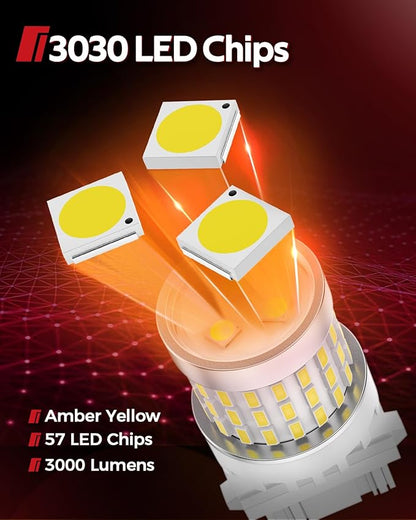 Torchbeam Upgraded 3157 LED Reverse Light Bulbs 6000K White - Super Bright 3000LM Backup Brake Tail Lights, 3156 4157 3057 3457 4114 Replacement Bulbs with HD Projector, DRL Parking Lights (2 Pcs)