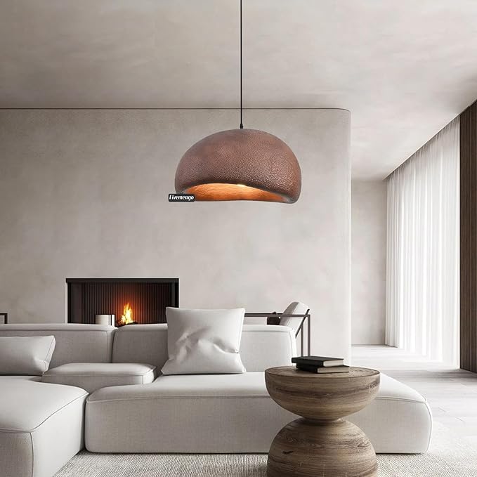 19.7in Wabi Sabi Pendant Light, Kitchen Island Lighting Fixture Ceiling Mount Japanese Lamp Japandi Chandelier for Dining Living Room Hallway Bedroom Restaurant Hanging Lamp, Brown 1 Pack