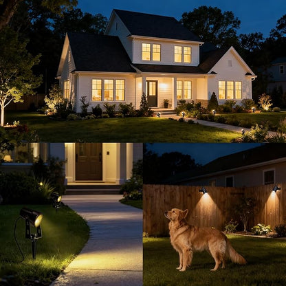 CPLIRIS Outdoor Landscape Lighting, LED Spot Lights Kit for Garden, Yard, House, Lawn, Tree, Flags, Fence Use, Warm White 2700k-3300k, IP67 Waterproof & Connectable - 8 Pack