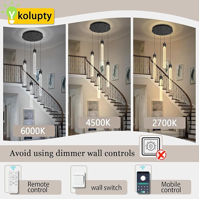 ykolupty Mini Chandelier Crystal Pendant Lights,Bubble Crystal Chandelier for Living Room Bedroom Modern LED Ceiling Light Dimmable 2700k-6000k
