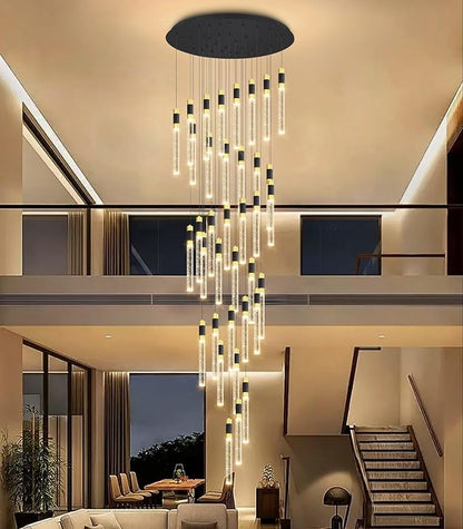 36-Lights Modern Chandelier LED Light Fixtures Adjustable High Ceiling Long Light Chandelier for Hallway Foyer Dimmable Lights with Remote Living Dining Ceiling Pendant Lighting