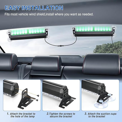 Nilight 24LED Emergency Strobe Traffic Advisor Light Bar 2 in 1 Green Dash Warning Safety Flashing Lights Front/Rear Windshield Construction Lights for Trucks Cars Plow Police Firefighter Vehicles