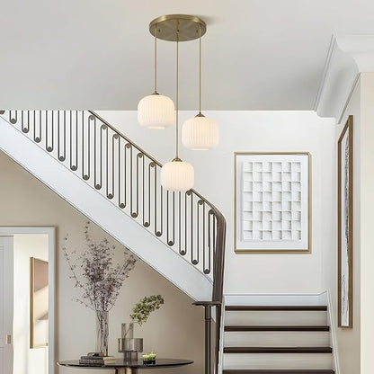 Mid Century Modern Chandelier 3-Light Gold Globe Cluster Chandelier Antique Brass Pendant Lights Kitchen Island 3 Light Hanging Light Fixtures Ceiling Mount Dining Room Pendant Lighting