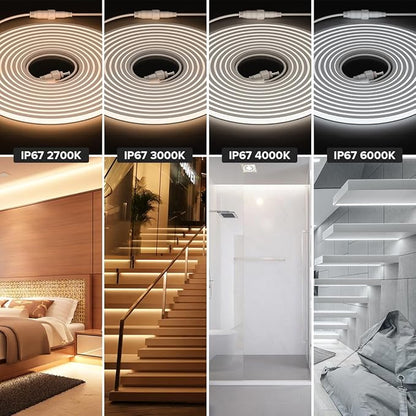 BTF-LIGHTING FCOB COB LED Strip IP67 Waterproof Flexible High Density Uniform Diffused Neon Light 16.4FT DC12V Warm White 2700K 480LED/m CRI 90+ for Indoor Decor(No Adapter or Controller)