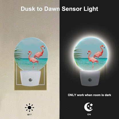 EKOBLA Flamingo Plug-in Night Light, Summer Tropical Beach LED Nightlight for All Ages, 0.5W Sleep Friendly