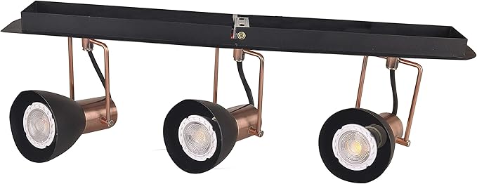 Track Lighting 20" Plug-in 3 Light, 3 Way Ceiling Spotlights 3 GU10 Dimmable LED Bulbs, Flexibly Rotatable Light Head for Kitchen, Living Room, Bedroom