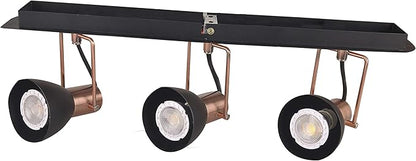 Track Lighting 20" Plug-in 3 Light, 3 Way Ceiling Spotlights 3 GU10 Dimmable LED Bulbs, Flexibly Rotatable Light Head for Kitchen, Living Room, Bedroom