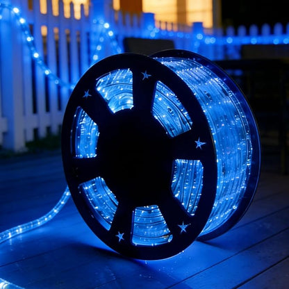 100Ft Blue LED Rope Lights, 110V Outdoor Rope Lights Waterproof Decorative Lighting for Indoor/Outdoor, 1080 LEDs Rope Lights for Outside, Deck, Patio, Halloween and Christmas Decorations