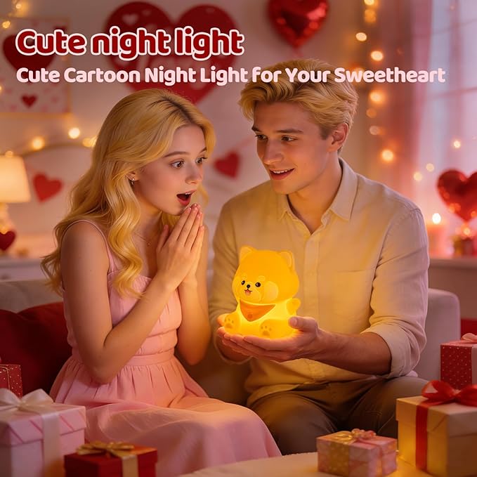 Red Panda Night Light, Squishy Silicone Lamp for Kids - Tap Control 2 Brightness, 50H Battery & Auto Timer, Cute Mothers Day Gifts for Boys Girls, Bedside Nursery Desk Decor