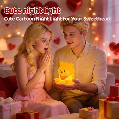 Red Panda Night Light, Squishy Silicone Lamp for Kids - Tap Control 2 Brightness, 50H Battery & Auto Timer, Cute Mothers Day Gifts for Boys Girls, Bedside Nursery Desk Decor