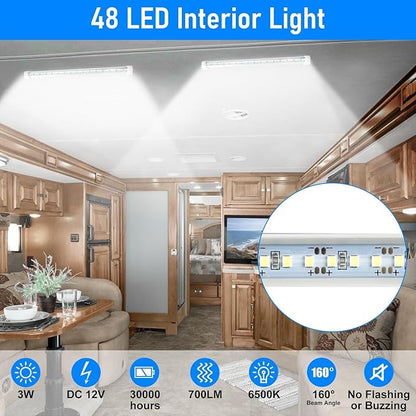 Linkstyle 4PCS 12V LED Interior Light Bar, 192LEDs LED Strip Light Lamp with Switch, Super Bright 6500K LED Lighting for Car Trailer Truck RV Cargo Boat Cabinet