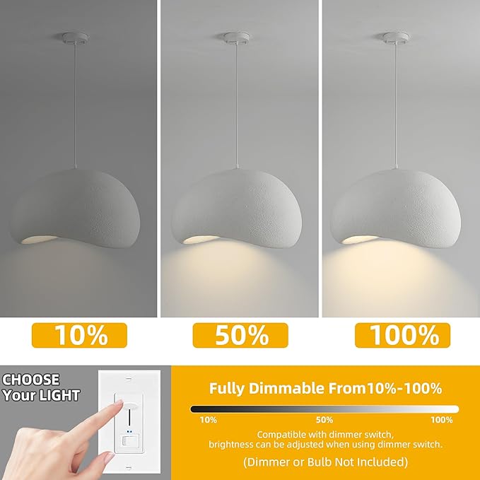 Wabi Sabi Pendant Light Oval, 23.6in Japanese Ceiling Fixture for Dining Room Kitchen Island Hallway Bedroom Restaurant, Adjustable Modern Japandi Hanging Lamp, E26 Base (60cm/23.6in)