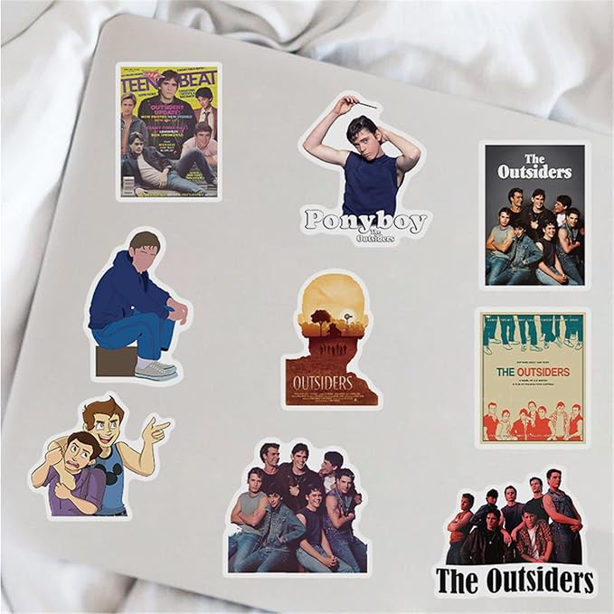 50pcs Outsider Stickers for Teens Adult, Waterproof Vinyl Movie Decal for Water Bottle Skateboard Guitar Travel Case Bike Laptop,Car Bumper,Luggage,Phone (out50)