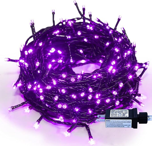 Purple Lights Christmas - 320 LED 35m/115ft 8 Modes End-to-End Plug in Indoor/Outdoor Waterproof Decorative Inside/Outside Fairy Twinkle Xmas Tree String Lights for Halloween/Wedding/Patio/Room/Home
