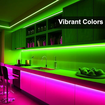 JOYLIT 24V RGBW COB LED Strip Lights 16.4FT/5M RGB + 3000K Warm White Dual Mode, Flexible 784 LEDs/M High Density Dotless Tape Light for Indoor, Bedroom, Kitchen, Home Theater Lighting (Light Only)