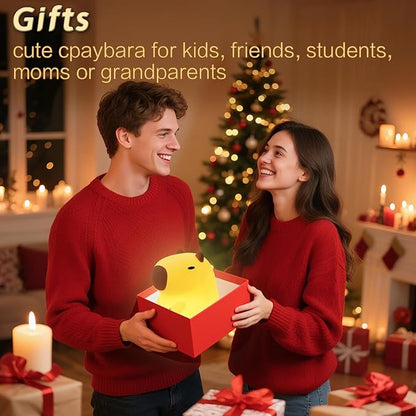 Capybara Night Light, Cute Squishy Lamp Capybara Gifts, Rechargeable Dimmable Animal Silicone Nightlight, Kids LED Capybaras Light, Light Up Capybaras Toy Stuff, Boys Girls Room Dorm Décor