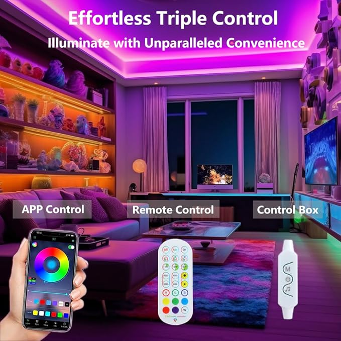 WS2812b Individually Addressable LED Strip 16.4FT 30Pixels/m TV Backlights Bluetooth APP Remote Control Music Sync USB 5V (Black PCB IP65, 16.4FT 150LEDS)