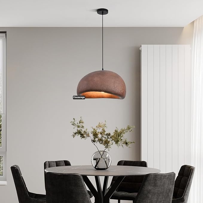 19.7in Wabi Sabi Pendant Light, Kitchen Island Lighting Fixture Ceiling Mount Japanese Lamp Japandi Chandelier for Dining Living Room Hallway Bedroom Restaurant Hanging Lamp, Brown 1 Pack