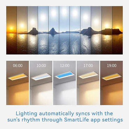4x2 Ft Smart Blue Sky Light Ceiling Lamp, APP Control and Biological Rhythm Simulate Sunlight Irradiation, Artificial Skylight for Living Room, Bathroom, Office (4x2 Ft)