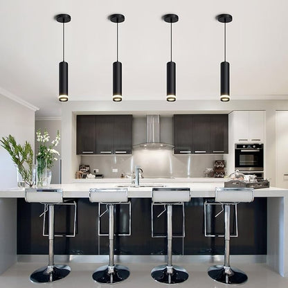OKELI Modern Pendant Lights, Black LED Pendant Lights Fixtures,3 Color Pendant Lighting for Kitchen Island, Bar,12W,3000K-6000K,ETL(1pack)