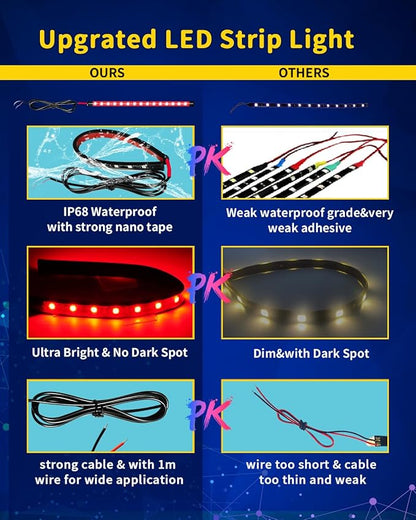Led Lights for Car,Interior Lights for Trucks 30CM 15 SMD IP67 Waterproof Car Underglow Lights for Home Decoration Car Motorcycles Boat Golf Cart with 3M Tape(6PCS)