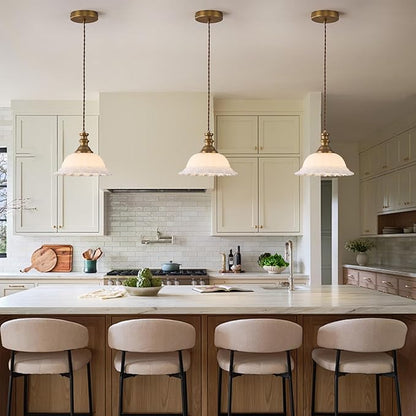 HDDFL White Glass Pendant Lights Modern Pendant Lighting Fixtures 11.8 in Hanging Lamp for Kitchen Island Bedroom Dining Room Coffee Shop Hallway Hotel Living Room