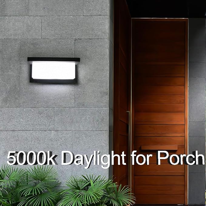 Sytmhoe 5000K Daylight White Exterior Wall Light, 2Packs Modern LED Exterior Light Fixture Wall Mount Ip65 Waterproof, Wall Porch Light for Garage Walkway Hallway Backyard Garden(2packs)