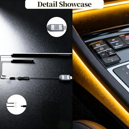 DIBMS APP Controlled RGB Car Interior Light Strip, 43.3 Inches Acrylic Auto Ambient Lighting Kit with Dreamcolor Chasing, Center Console Dashboard Lamps with APP Remote Control
