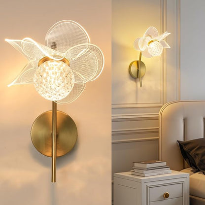 Gold Wall Sconces, Hardwired Indoor Wall Lights for Living Room, Modern LED Sconces Wall Lighting with 3 Color Adjustable, Wall Mounted Lamp for Bedrooms, Bathroom, Hallways, 3000K-6000K