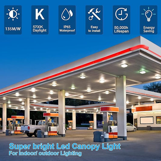 150W LED Canopy Light Fixture,600W HID/HPS Replacement, LED Shop Light, 5700K, AC100-277V, IP65 Waterproof,Canopy Light Outdoor for Gas Station,Warehouse (150W)