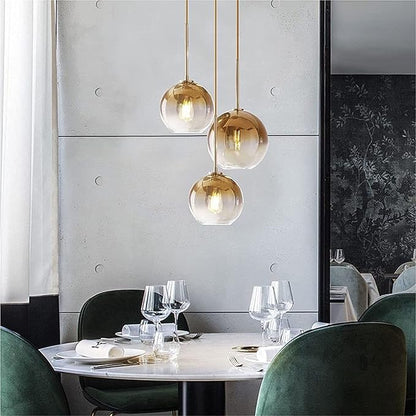 Gradient Color Glass Pendant Light,Modern Glass Hanging Light Chandelier Light (Gold, 30cm)