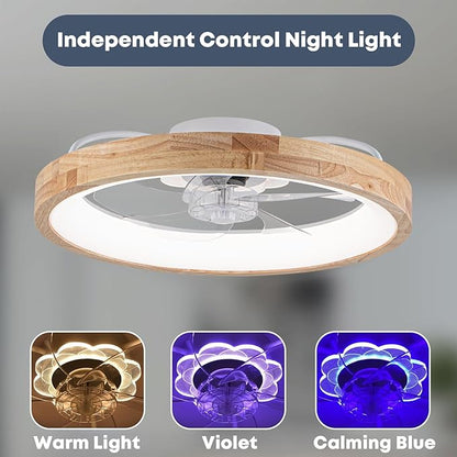 Fszdorj 20'' Ceiling Fan with Light, Upgraded Low Profile Fan, Flush Mount Ceiling Fan, 6 Speeds, Dimmable LED, App & Remote Control, Quiet DC Motor, for Bedroom, Living Room, F126 (20 INCH)