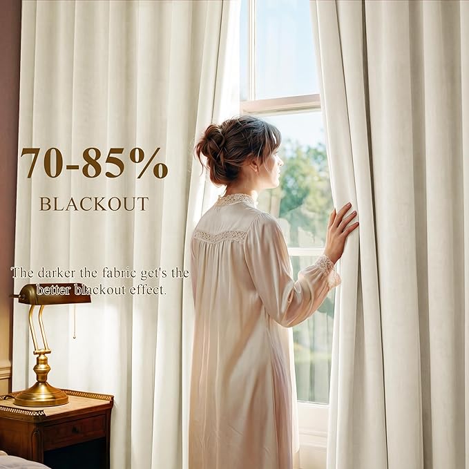 StangH Ivory White Curtains 102 inches Long Super Soft Velvet Light Dimming Privacy Protect Window Drapes for Nursery Kids Bedroom/Baby Playroom, W52 x L102, 2 Panels