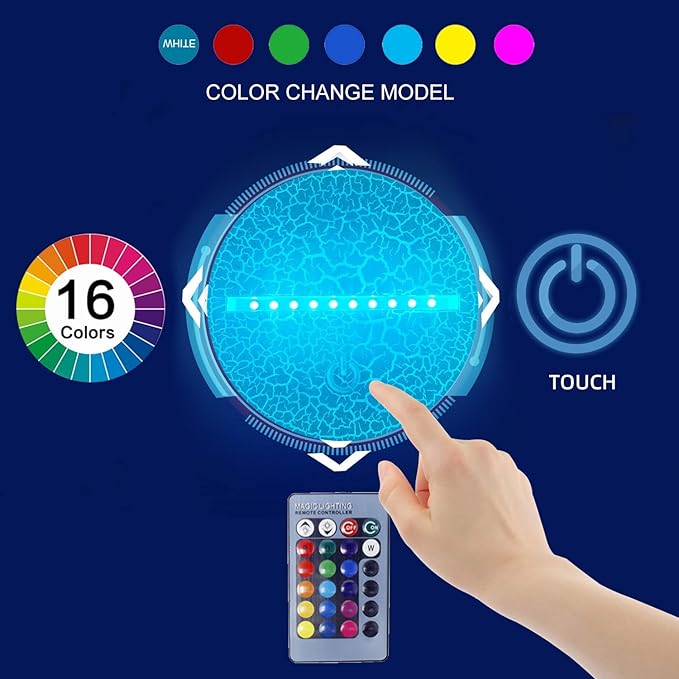 Dunk Basketball 3D Night Light,16 Color Change&Dimming by Remote Control or Smart Touch Optical Illusion Bedside Lamps,Sports Decor for Boys bedroom Girls Kids Teens Birthday Chrismas Gifts Xmas Gift