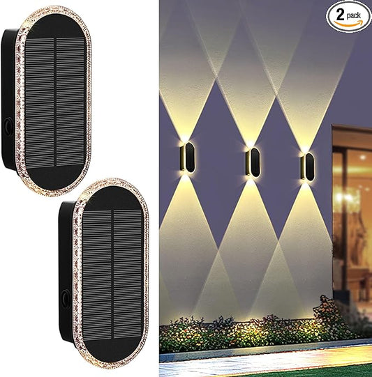 LIANGLOME 2PK Solar Fence Lights Outdoor - 3000/4000/6000K 3 Modes, IP65 Waterproof Fence Lights Solar Powered, Solar Wall Lights Outdoor for Backyard/Garden/Patio/Garage and Wall Decor