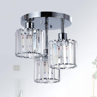 PAUFUL Semi Flush Mount Ceiling Light,3-Light Modern Close to Ceiling Light Fixtures,Kitchen Light with Clear Crystal Shades, Hallway Light Fixtures for Kitchen Entryway Bedroom Bathroom Foyer