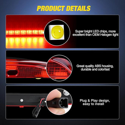 Nilight Third Brake Light Tail High Mount 3rd Stop Lights Smoked Lens Compatible with Nissan Pathfinder 1993 1994 1995 Van SUV Rear Center Cab Lamp