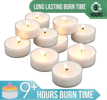 Stonebriar 20 Count Unscented Mega Oversized Clear Cup White Tea Light Candles with 9 Hour Burn Time