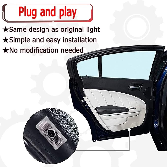 Never Fade Car LED Door Logo Compatible with 300 300C 300S 2005-2025 Charger 2006-2024 Projector Ghost Shadow Light, LED Door Light Logo Puddle Lamps Accessories (Starry Sky 2)