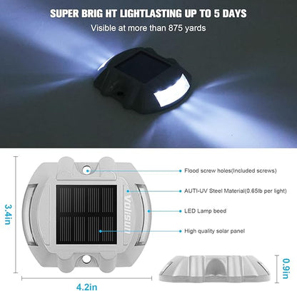 VOLISUN Solar Deck Lights Driveway Dock Lights, 20-Pack Led IP68 Waterproof Outdoor Warning Step Lights for Driveway Sidewalk Garden Pathway Yard(White, Auto On/Off