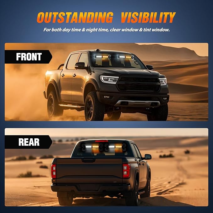 Nilight 40LED Amber White Emergency Strobe Traffic Advisor Light Bar with Suction Cups Dash Safety Warning Hazard Flashing Lights Interior Front/Rear Windshield for Trucks Construction Vehicles