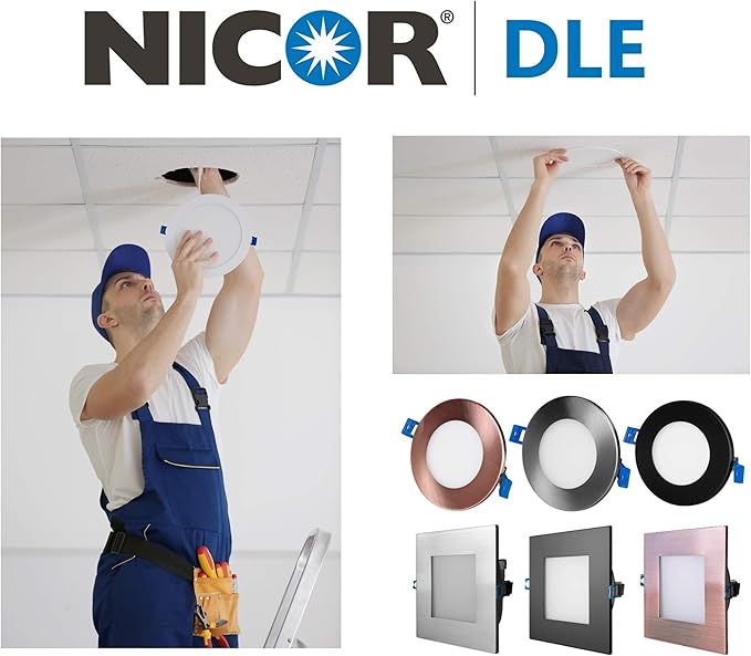 NICOR Lighting 4 inch Round White Flat Panel LED Downlight in 2700K (DLE421202KRDWH)