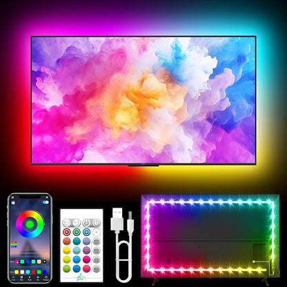 Tyute TV LED Lights, 18.0ft LED Lights for 40-75 Inch TV Behind Lighting, RGB Color Changing TV Backlight with APP & Remote Control, Music Sync USB LED Strip Light for Bedroom Gaming Room Decor