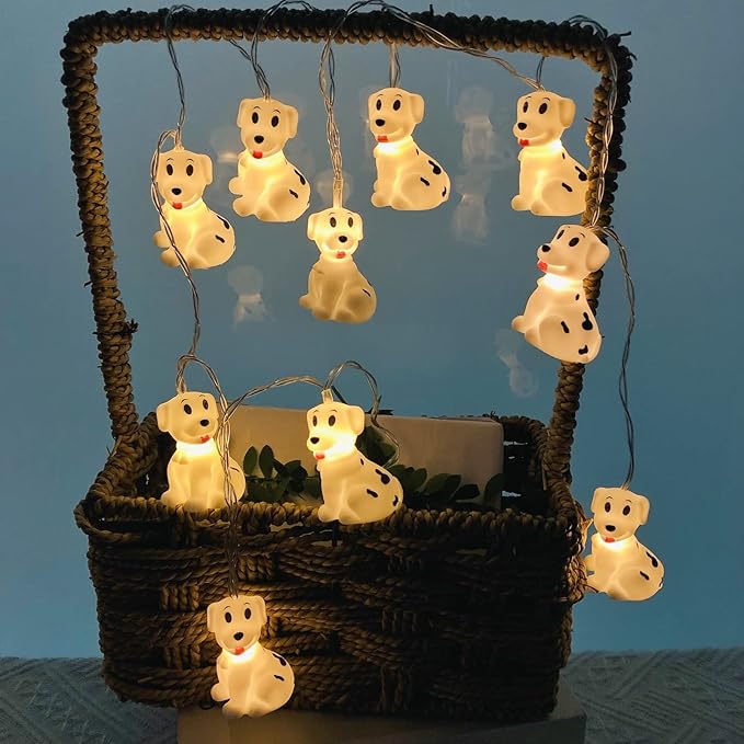 1.65M Cute Animal Dog Shape 10 Led Fairy Lights Spotty Dog String Lights USB Powered for Halloween Christmas Thanksgiving Home Party Children Kids Bedroom Decoration (Spotty Dog)
