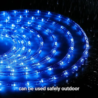 100Ft Blue LED Rope Lights, 110V Outdoor Rope Lights Waterproof Decorative Lighting for Indoor/Outdoor, 1080 LEDs Rope Lights for Outside, Deck, Patio, Halloween and Christmas Decorations
