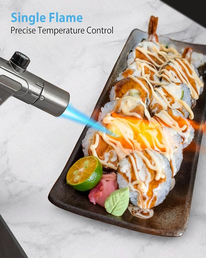 RONXS Torch Lighter, Refillable Kitchen Butane Torch, Cooking Torch with Safety Lock and Adjustable Single/Dual Flame for Creme Brulee, BBQ, Baking, Crafts and Soldering (Butane Gas Not Included)