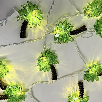 Palm Tree String Lights Outdoor, Summer Beach Themed Decoratives String Lights with 10 Palm Tree Patio Light, Plug in Indoor Fairy Lights for Outdoor Indoor Beach Tropical Party Bedroom Birthday Decor